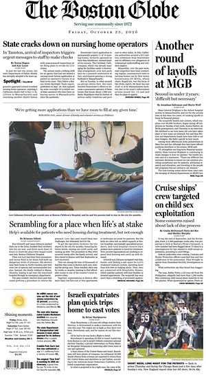 Prima pagina The Boston Globe di oggi - Quotidiano estero