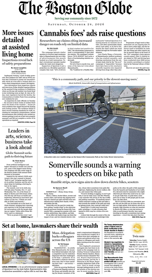 Prima pagina The Boston Globe di oggi - Quotidiano estero