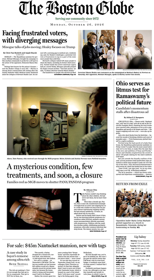Prima pagina The Boston Globe di oggi - Quotidiano estero