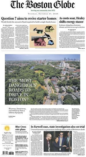 Prima pagina The Boston Globe di oggi - Quotidiano estero