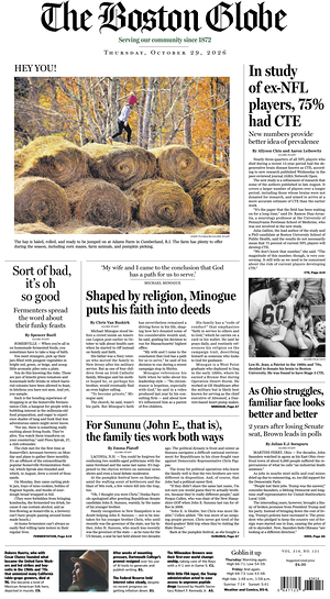 Prima pagina The Boston Globe di oggi - Quotidiano estero