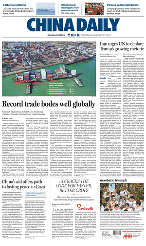 Prima pagina China Daily Global Edition (USA) di oggi - Quotidiano estero