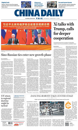 Prima pagina China Daily Global Edition (USA) di oggi - Quotidiano estero