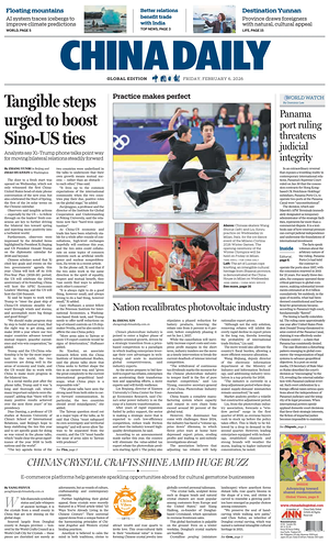 Prima pagina China Daily Global Edition (USA) di oggi - Quotidiano estero