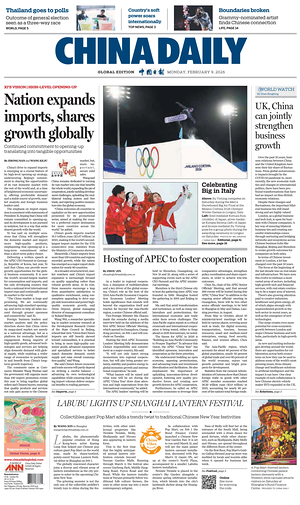 Prima pagina China Daily Global Edition (USA) di oggi - Quotidiano estero