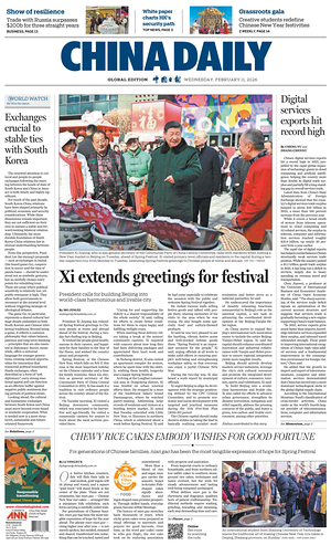 Prima pagina China Daily Global Edition (USA) di oggi - Quotidiano estero