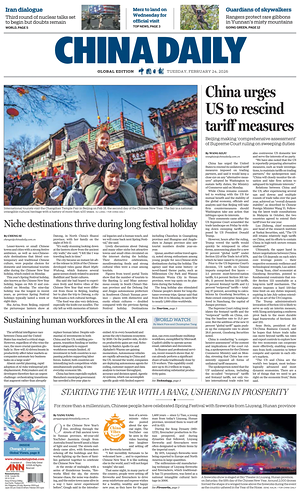 Prima pagina China Daily Global Edition (USA) di oggi - Quotidiano estero