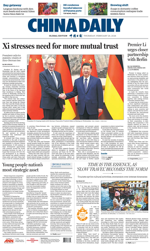 Prima pagina China Daily Global Edition (USA) di oggi - Quotidiano estero