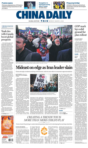 Prima pagina China Daily Global Edition (USA) di oggi - Quotidiano estero