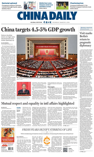 Prima pagina China Daily Global Edition (USA) di oggi - Quotidiano estero