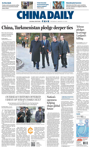 Prima pagina China Daily Global Edition (USA) di oggi - Quotidiano estero
