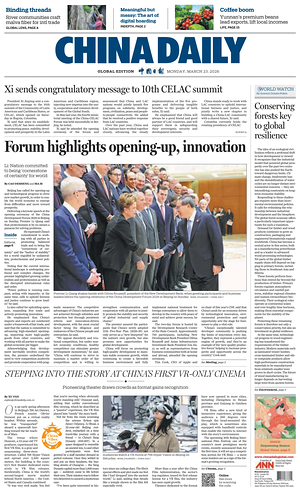 Prima pagina China Daily Global Edition (USA) di oggi - Quotidiano estero