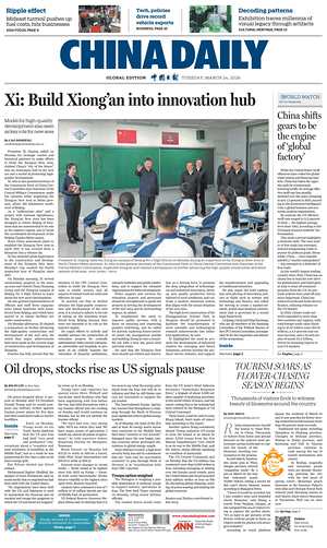 Prima pagina China Daily Global Edition (USA) di oggi - Quotidiano estero