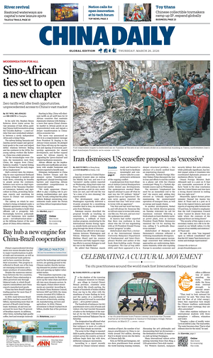 Prima pagina China Daily Global Edition (USA) di oggi - Quotidiano estero