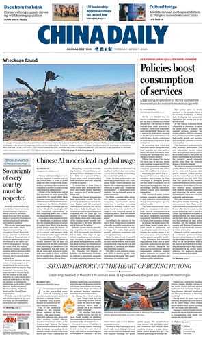 Prima pagina China Daily Global Edition (USA) di oggi - Quotidiano estero
