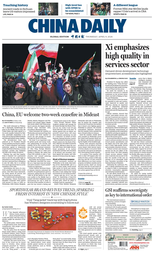 Prima pagina China Daily Global Edition (USA) di oggi - Quotidiano estero