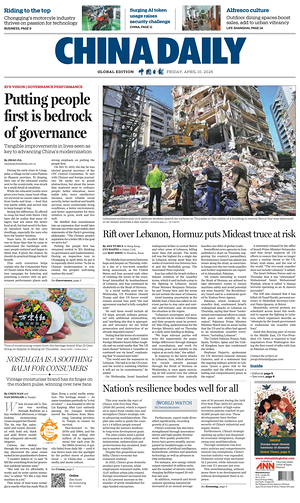 Prima pagina China Daily Global Edition (USA) di oggi - Quotidiano estero