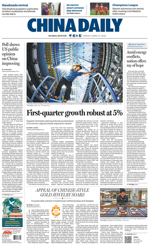 Prima pagina China Daily Global Edition (USA) di oggi - Quotidiano estero