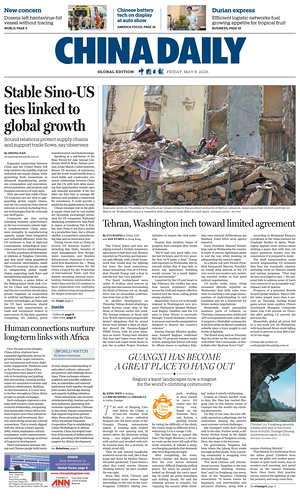 Prima pagina China Daily Global Edition (USA) di oggi - Quotidiano estero