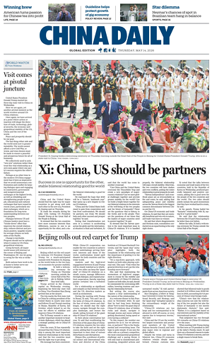 Prima pagina China Daily Global Edition (USA) di oggi - Quotidiano estero