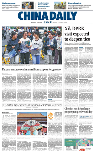 Prima pagina China Daily Global Edition (USA) di oggi - Quotidiano estero