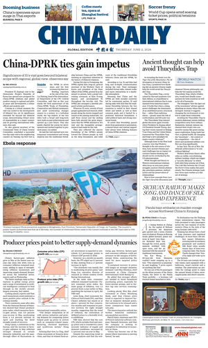 Prima pagina China Daily Global Edition (USA) di oggi - Quotidiano estero