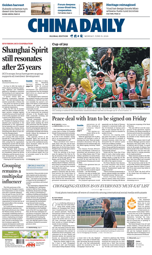 Prima pagina China Daily Global Edition (USA) di oggi - Quotidiano estero