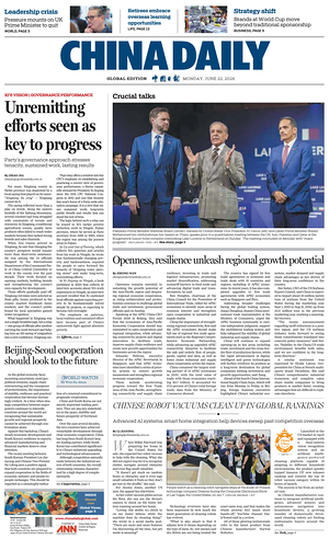 Prima pagina China Daily Global Edition (USA) di oggi - Quotidiano estero