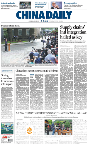 Prima pagina China Daily Global Edition (USA) di oggi - Quotidiano estero