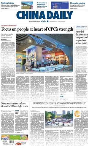 Prima pagina China Daily Global Edition (USA) di oggi - Quotidiano estero