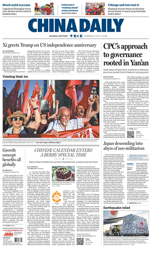 Prima pagina China Daily Global Edition (USA) di oggi - Quotidiano estero