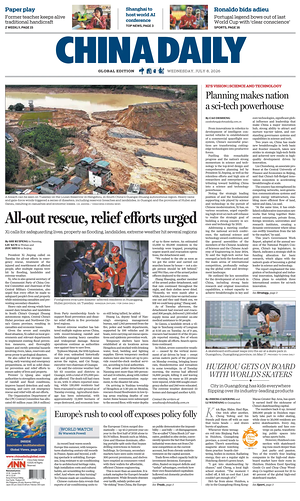 Prima pagina China Daily Global Edition (USA) di oggi - Quotidiano estero
