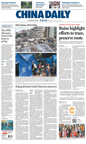Prima pagina China Daily Global Edition (USA) di oggi - Quotidiano estero