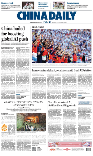 Prima pagina China Daily Global Edition (USA) di oggi - Quotidiano estero
