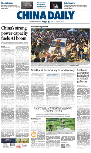 Prima pagina China Daily Global Edition (USA) di oggi - Quotidiano estero