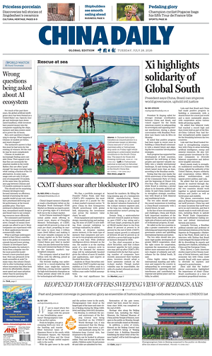 Prima pagina China Daily Global Edition (USA) di oggi - Quotidiano estero