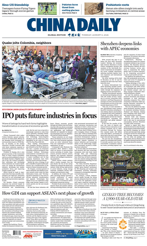 Prima pagina China Daily Global Edition (USA) di oggi - Quotidiano estero