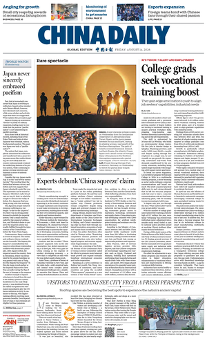 Prima pagina China Daily Global Edition (USA) di oggi - Quotidiano estero