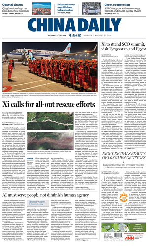 Prima pagina China Daily Global Edition (USA) di oggi - Quotidiano estero