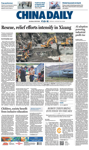 Prima pagina China Daily Global Edition (USA) di oggi - Quotidiano estero