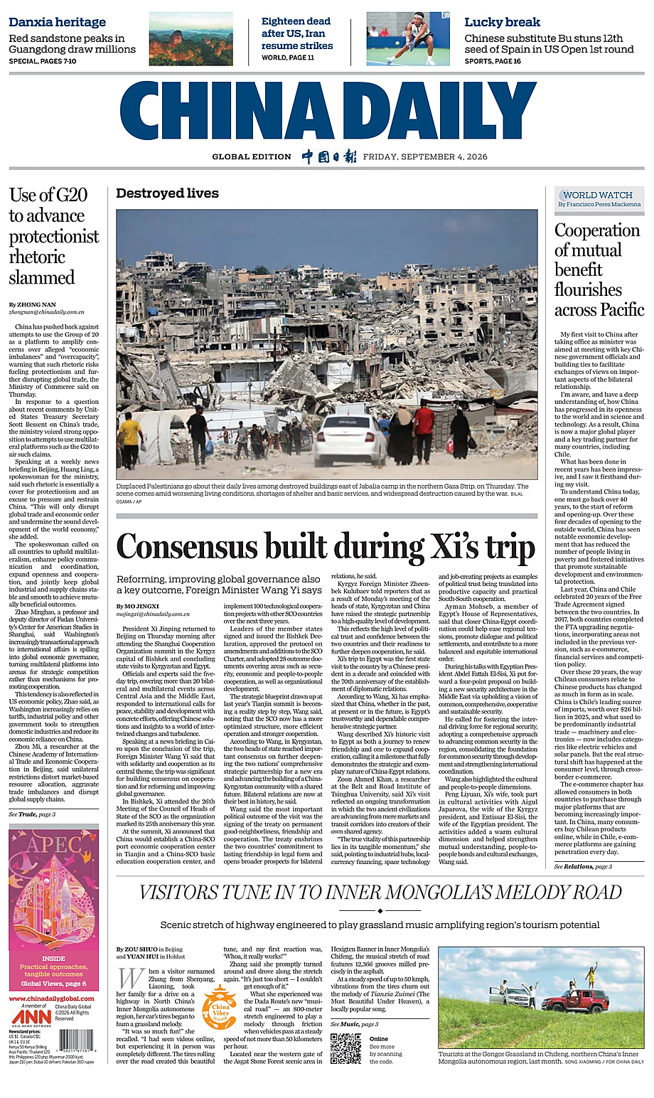 Prima pagina China Daily Global Edition (USA) di oggi - Edicola 4 Settembre 2026