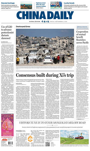 Prima pagina China Daily Global Edition (USA) di oggi - Quotidiano estero