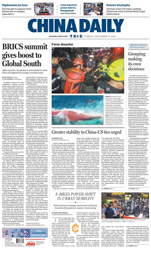 Prima pagina China Daily Global Edition (USA) di oggi - Quotidiano estero