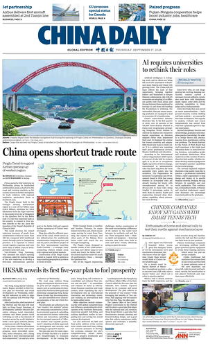 Prima pagina China Daily Global Edition (USA) di oggi - Quotidiano estero