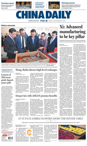 Prima pagina China Daily Global Edition (USA) di oggi - Quotidiano estero