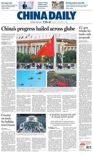 Prima pagina China Daily Global Edition (USA) di oggi - Quotidiano estero