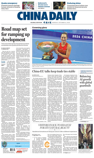 Prima pagina China Daily Global Edition (USA) di oggi - Quotidiano estero