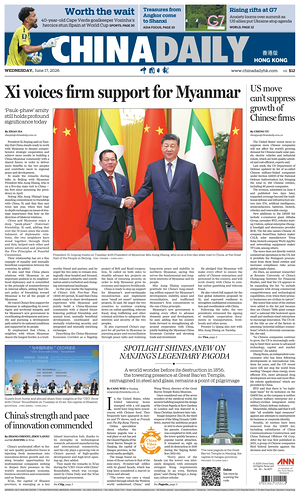 Prima pagina China Daily (Hong Kong) di oggi - Quotidiano estero