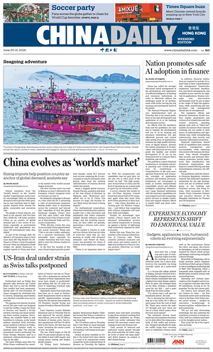 Prima pagina China Daily (Hong Kong) di oggi - Quotidiano estero