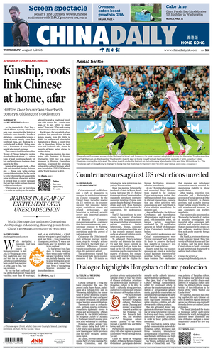 Prima pagina China Daily (Hong Kong) di oggi - Quotidiano estero